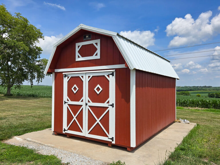 Lofted Barn red siding white trim and metal roof