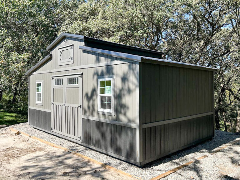 Country Barn grey metal siding metal roof and dark trim