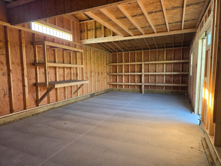 Country Barn inside view with workbench