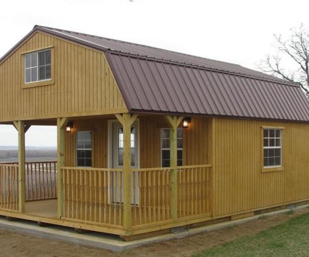Stained Lofted Cabin with metal roof