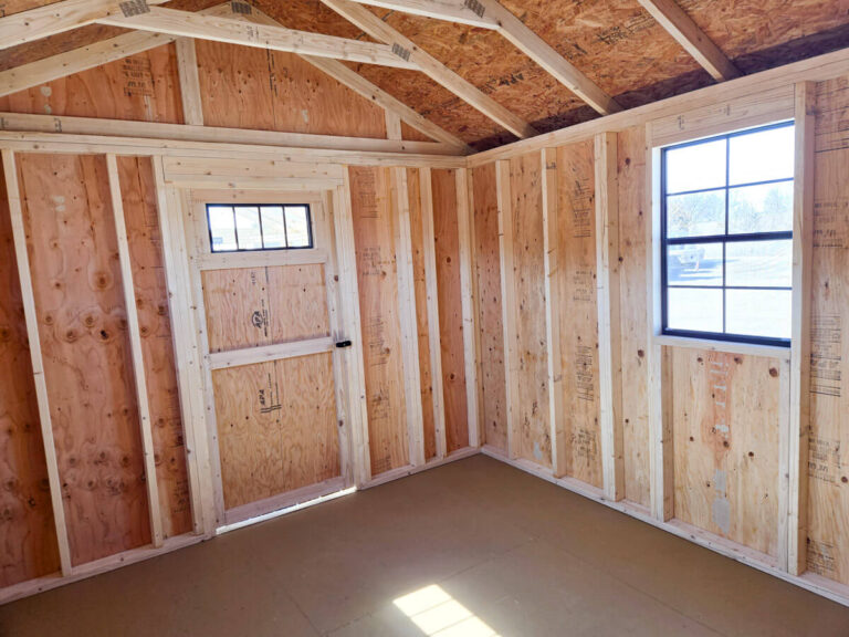inside the shed part of the greenhouse combo by MidAmerica Structures