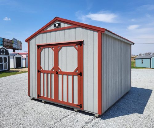 10x12 Utility Shed in gray and red