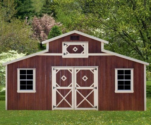 Red with white trim Country Barn by Mid-America Structures