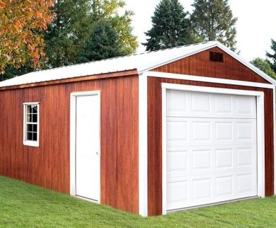 Red garage by Mid-America Structures